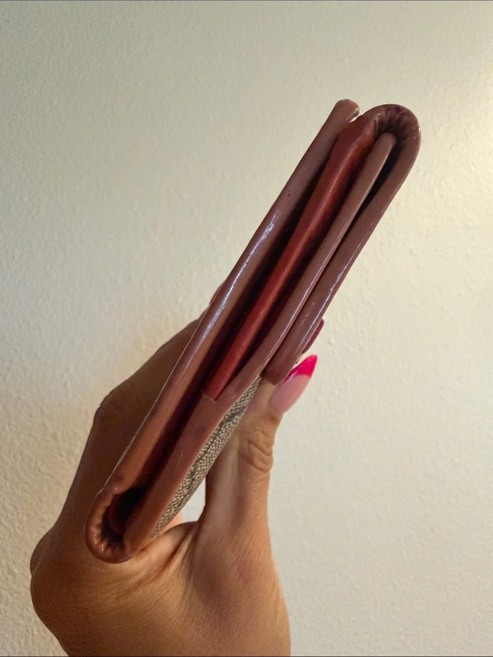 Gucci GG Monogram Wallet with Burgundy Bow and Brown Trim